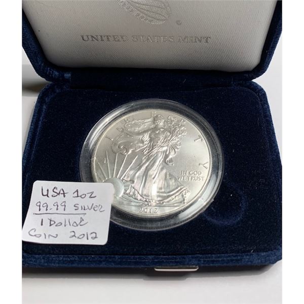 2012 US 1 OZ. SILVER (99.9%) $1 COIN - TAX EXEMPT