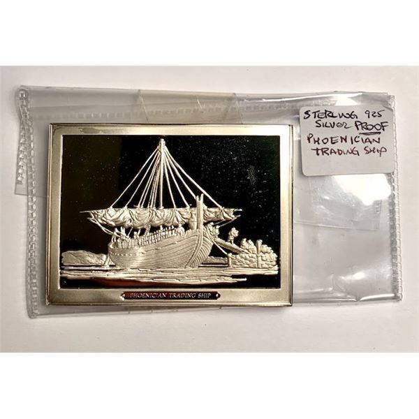 STERLING SILVER (.925) 3.5oz PROOF BAR - 'PHOENICIAN TRADING SHIP'