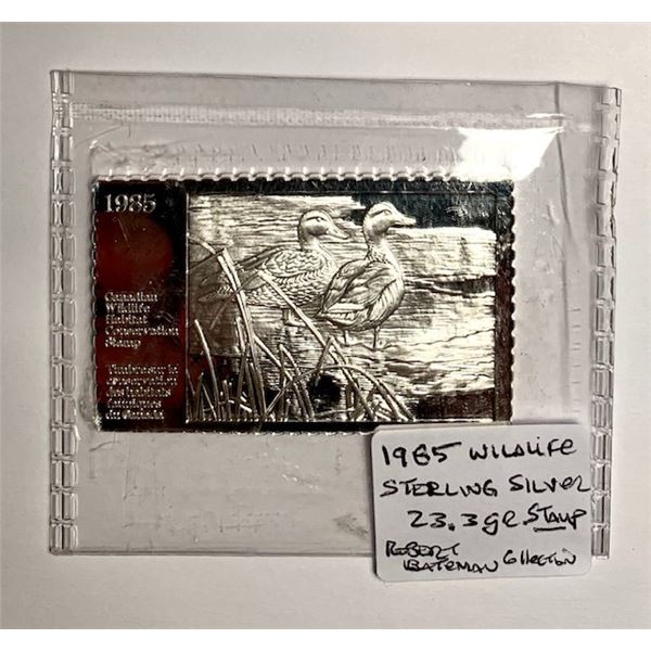 1985 WILDLIFE STERLING SILVER 23.3 G 'STAMP' - ROBERT BATEMAN COLLECTION