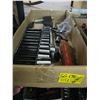 Image 1 : BOX OF 1/2" DRIVE METRIC ASST. SOCKETS, RATCHET, MISC. TOOLS