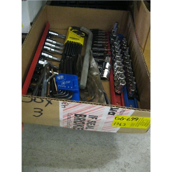 BOX OF MISC. ALLAN KEYS, HEX SOCKETS, ETC.