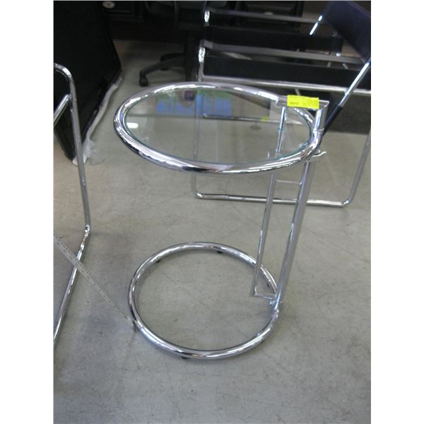 CHROME & GLASS TOP TABLE