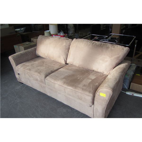 BROWN HIDEABED SOFA, AS NEW