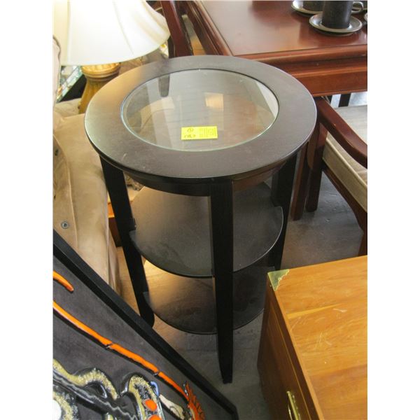 3 PIECE COFFEE & END TABLE SET, ROUND W/GLASS TOPS