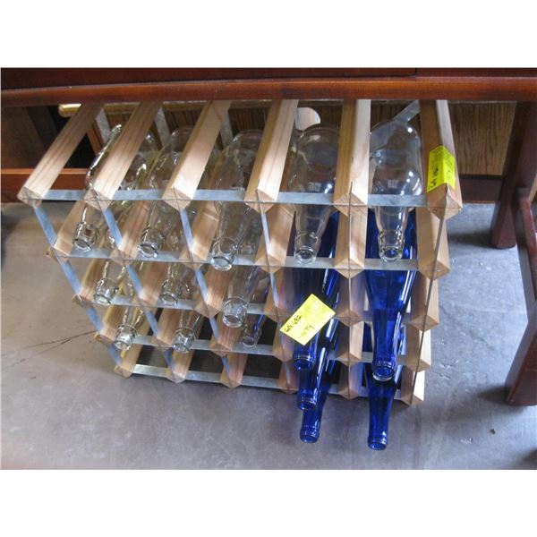 WINE RACK W/WINE BOTTLES & CORKER