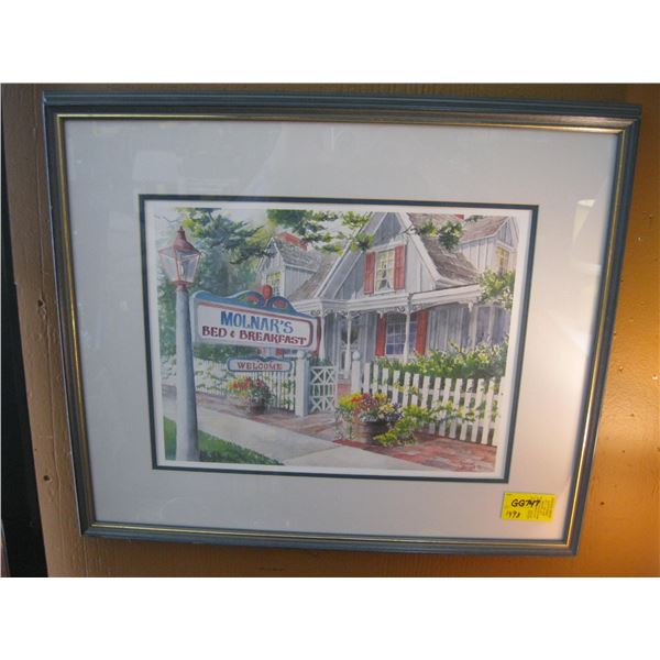 FRAMED PICTURE, "MOLNAR'S BED & BREAKFAST" BY SHARON BRIGHT