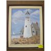 Image 1 : FRAMED ORIGINAL PAINT OF THE LIGHTHOUSE BY YVONNE BENNETT, 1987