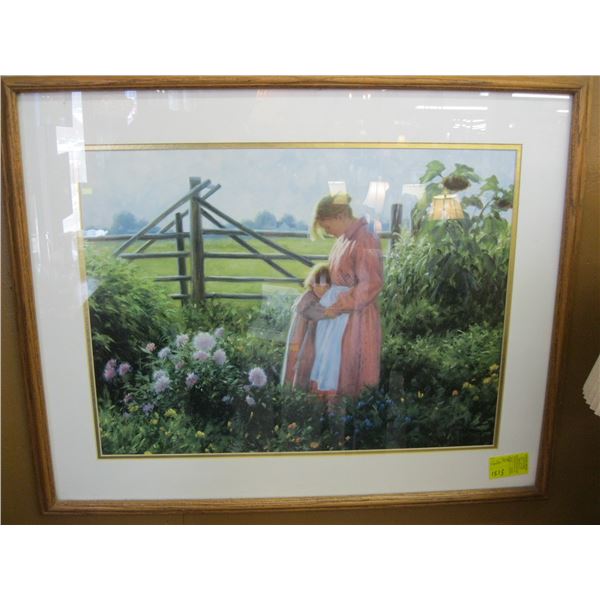 FRAMED PRINT OF THE MOTHER & CHILD IN FIELD