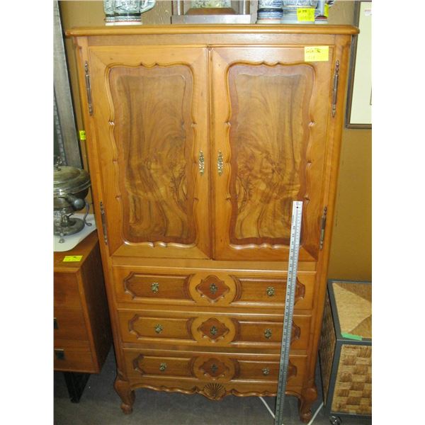 FIGURED WALNUT DROP FRONT SECRETARY DESK W/KEY