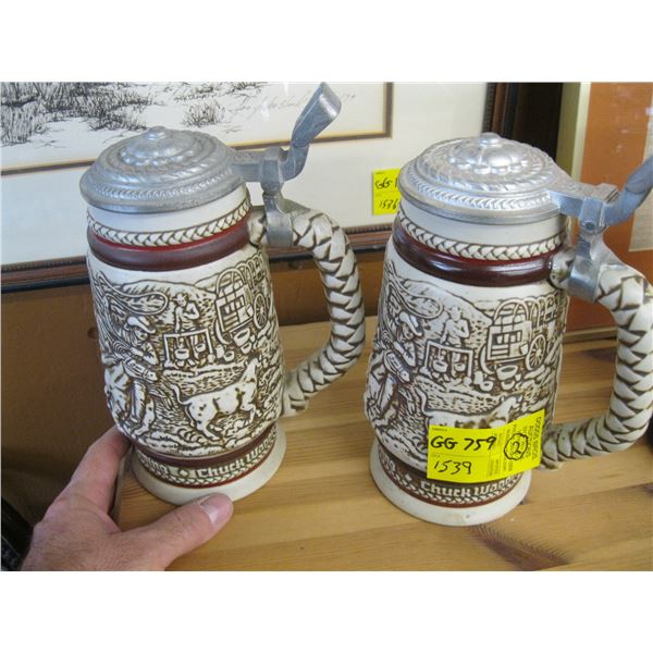 2 WESTERN THEME AVON BEER STEINS