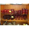 Image 1 : RUBY GLASS DISHES, CUPS, BOWLS, WINE GLASSES, ETC.
