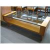 Image 1 : TEAK COFFEE TABLE W/GLASS TOP