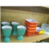 Image 3 : SM. PYREX DISHES, GREEN CUPS, LIDDED GLASS DISHES, ETC.