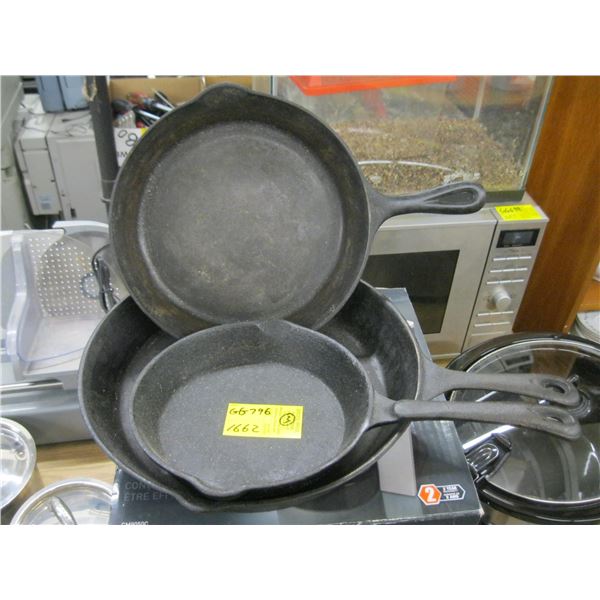 3 CAST FRYING PANS