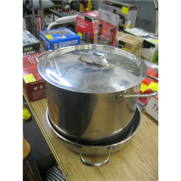 LG. STAINLESS STEEL POT W/LID & FRYING PAN