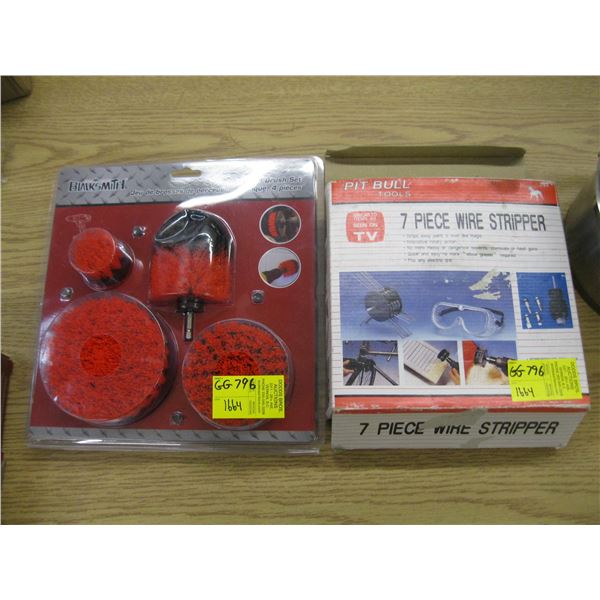 7 PIECE WIRE STRIPPER SET & 4 PIECE POWER DRILL BRUSH SET