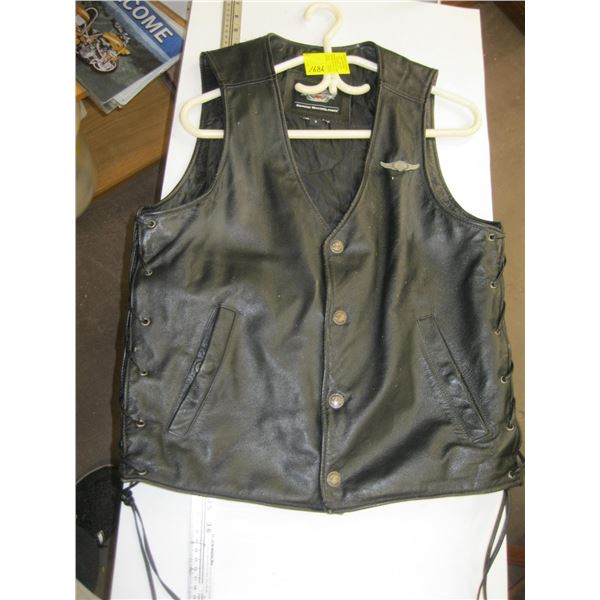 HARLEY DAVIDSON LEATHER VEST, SZ. S