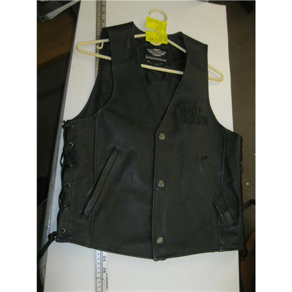 HARLEY DAVIDSON LEATHER VEST, SZ. S