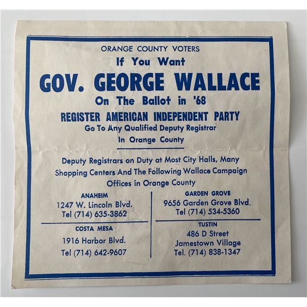 George Wallace original signature