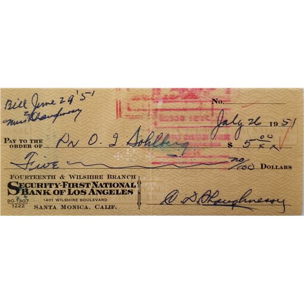 Clark Shaughnessy signed check