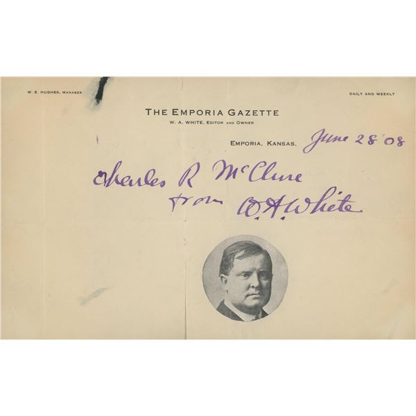William Allan White signed note