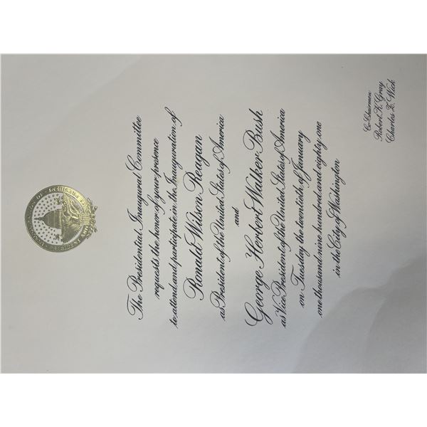 1981 Ronald Reagan and George H.W. Bush Inauguration invitation