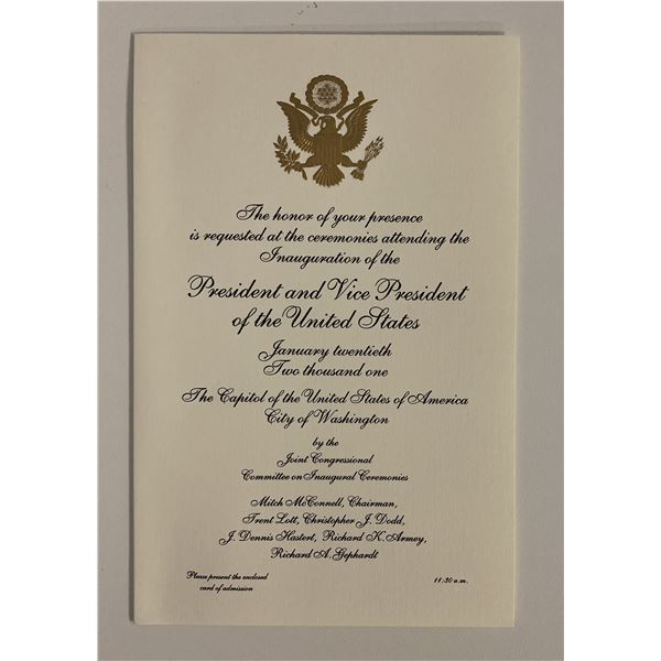 Bush, Cheney 2001 Inauguration Invitation