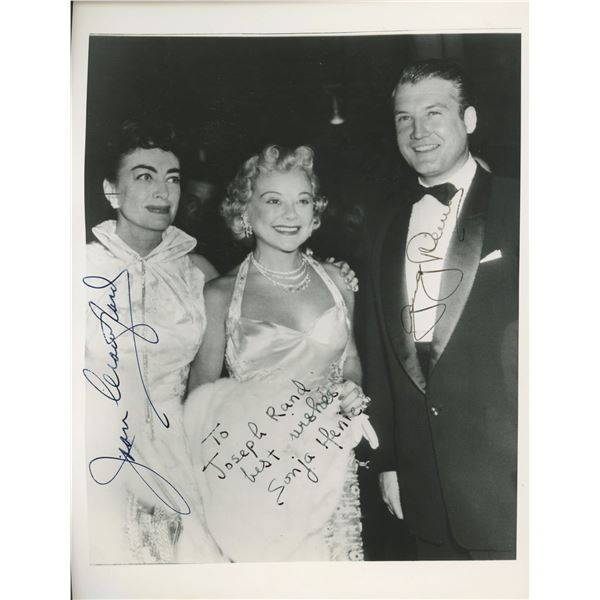 George Reeves, Joan Crawford and Sonja Henie autographed photo