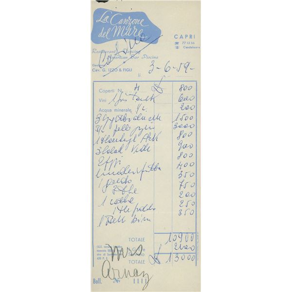 Mrs Desi Arnaz signed receipt