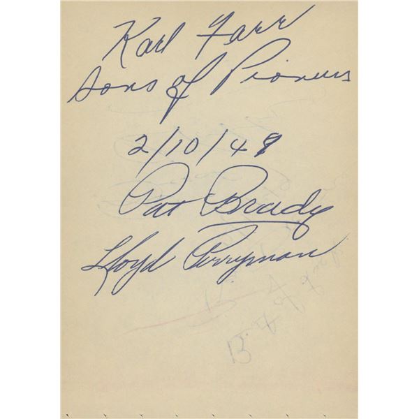 The Sons of the Pioneers signature cut