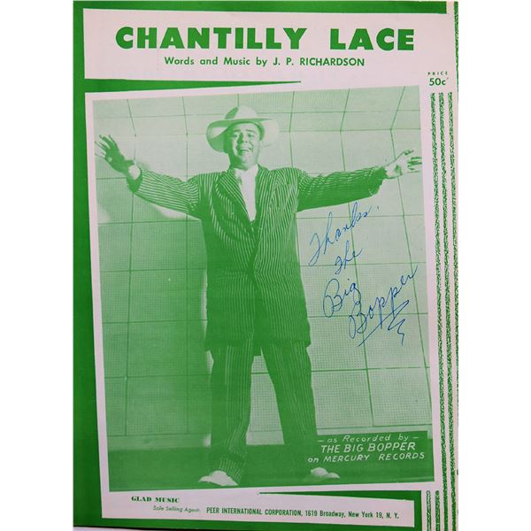 Chantilly Lace Sheet Music signed by Big Bopper