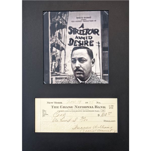 Tennessee Williams photo and signed check