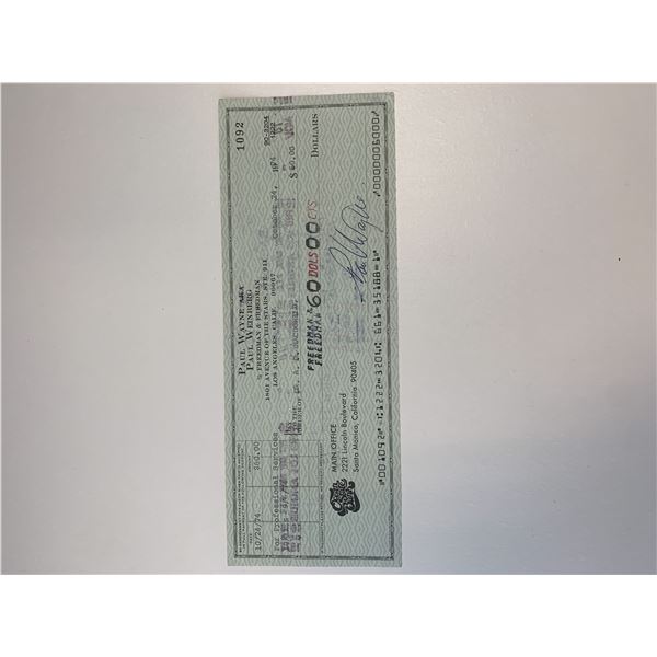 Threes Company Paul Wayne signed check