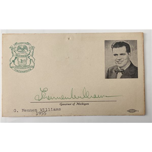 Governor of Michigan G. Mennen Williams signed autograph card