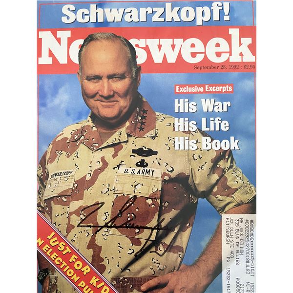 Norman Schwarzkopf signed magazine cover