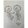 Image 1 : Dr. Seuss Thing One and Thing Two hand drawn and signed sketch