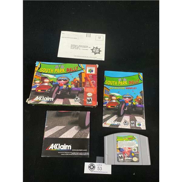 Nintendo 64 Game with Box and Books and Paperwork South Park Rally