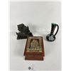 Image 1 : Nice Collectible Lot. Vase, Box and Black Sculpture