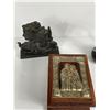 Image 2 : Nice Collectible Lot. Vase, Box and Black Sculpture
