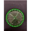 Image 2 : Green Uranium Depression Glass 7.25" Divided Plate. Nice Glow
