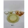 Image 1 : Vintage 1930's Patrician Spoke 11" Amber Depression Glass Plate & Vintage Amber Glass Lot.+ Made in 