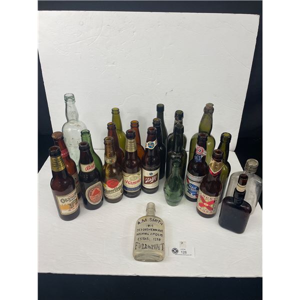 Box Lot of Various Bottles. Some Beer, Some Pop. Etc.