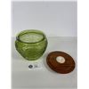 Image 2 : Vintage Green Glass Humidor Jar with Lid. By National Potteries Glass, Cincinati OH