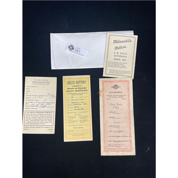 1950's Oldsmobile Paper Ephemera