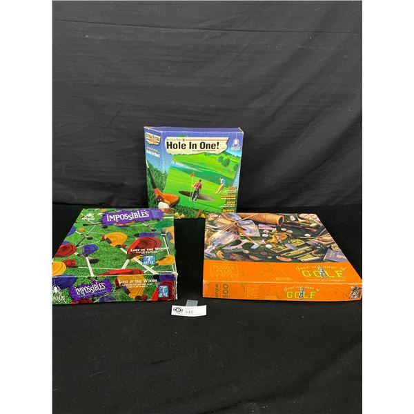 Lot of 3 Golfing Jigsaw Puzzles