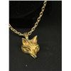 Image 2 : Gold Plated Wolf/Fox Head Pendant on a Gold Plated Chain