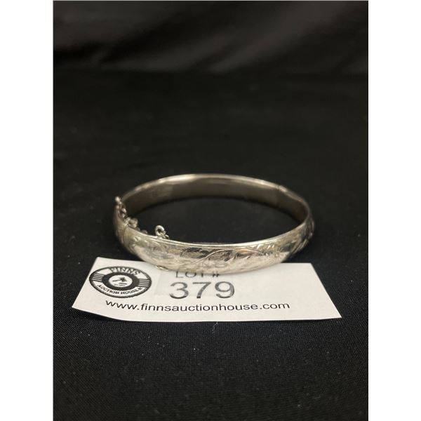 Nicely Etched .925 Sterling Silver Bracelet with Safety Change