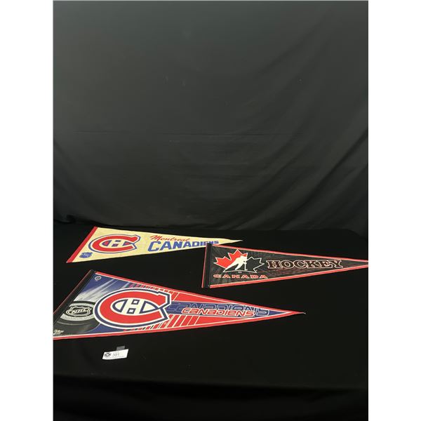 1970s Montreal Canadiens 30” Felt Pennant Rare White, Another Montreal Canadiens and a Team Canada P