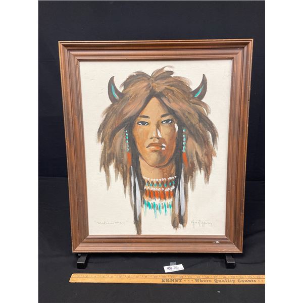 Framed  Medicine Man  Painting - By Christoffersen Acrylic on Canvas. Approx 20  X 26  NO SHIPPING