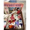 Image 3 : Tray Lot of Vintage Woman's Weekly Magazines and Crafting Supplies